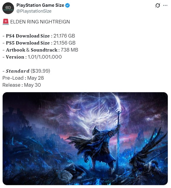 凯耀配资 《艾尔登法环：黑夜君临》PS4/5版容量曝光 不到22GB